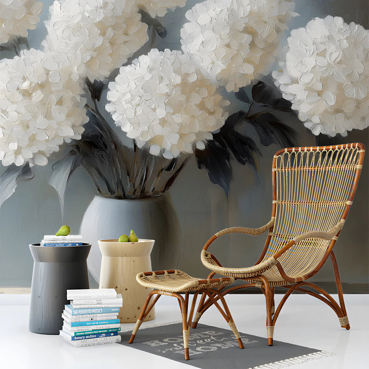 Hydrangea Bouquet Oil Painting Mural Wallpaper - pure wallpaper artwork