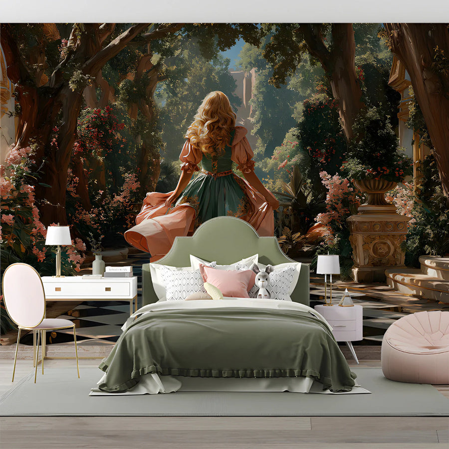 Enchanted Garden Path Mural Wallpaper — Romantic Fantasy Scene Mural Wallpaper