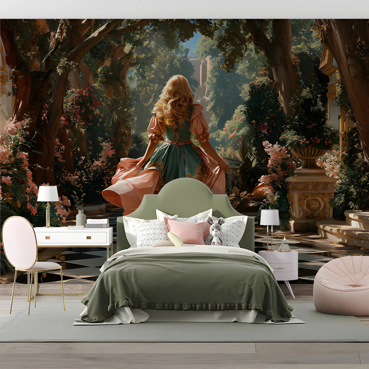 Enchanted Garden Path Mural Wallpaper — Romantic Fantasy Scene Mural Wallpaper - pure wallpaper artwork