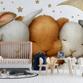 Sleeping Bunnies Mural Wallpaper — Whimsical Nursery Wall Decor Mural Wallpaper - pure wallpaper artwork