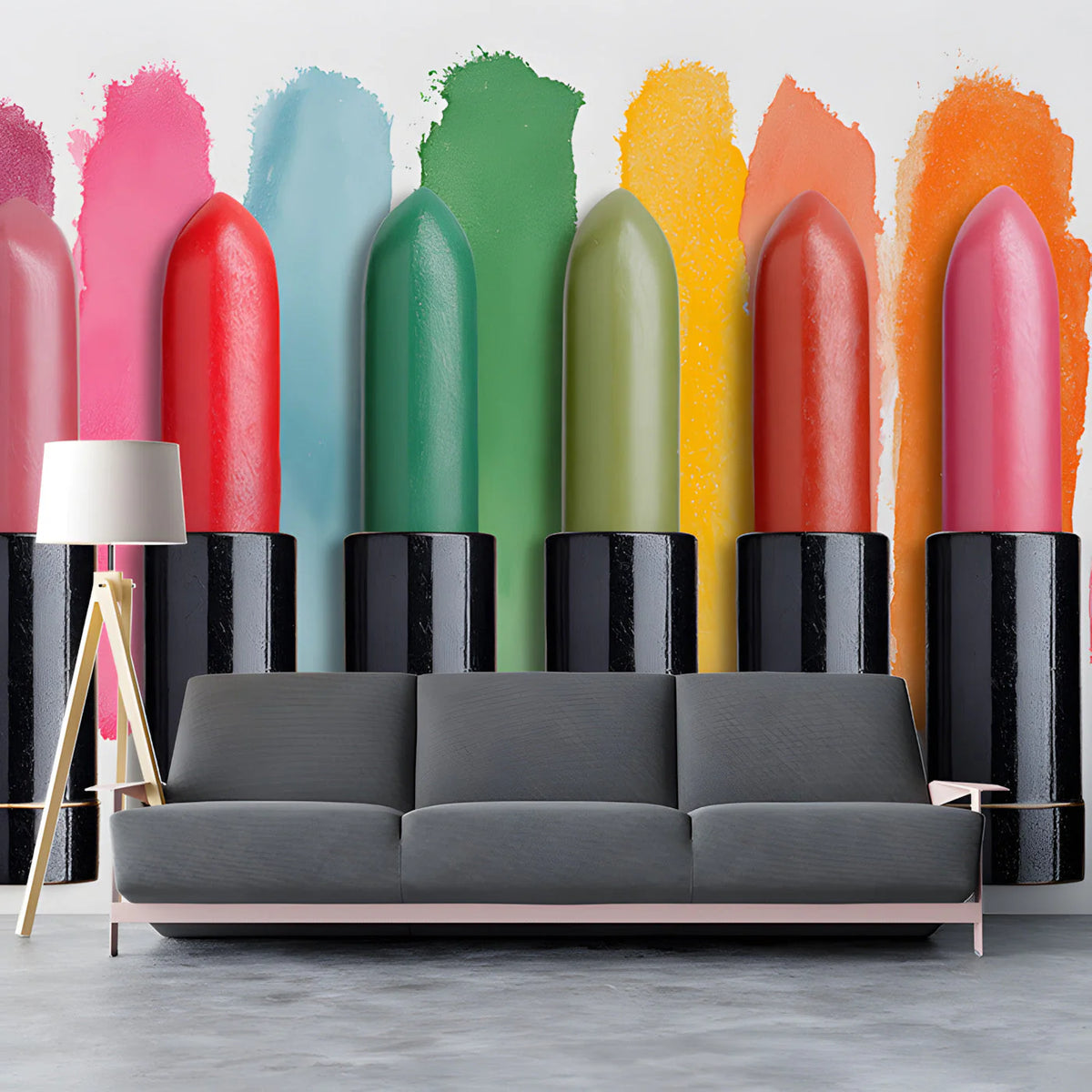 Vibrant Lipstick Swatch Mural Wallpaper —Colorful Pop Art Style Mural Wallpaper - pure wallpaper artwork