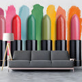 Vibrant Lipstick Swatch Mural Wallpaper —Colorful Pop Art Style Mural Wallpaper - pure wallpaper artwork