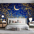 Celestial Stained Glass Mural Wallpaper — Midnight Botanical Mural Wallpaper - pure wallpaper artwork