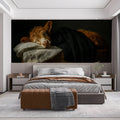 Sleeping Highland Calf Mural Wallpaper —Cozy Artistic Wall Mural Mural Wallpaper - pure wallpaper artwork
