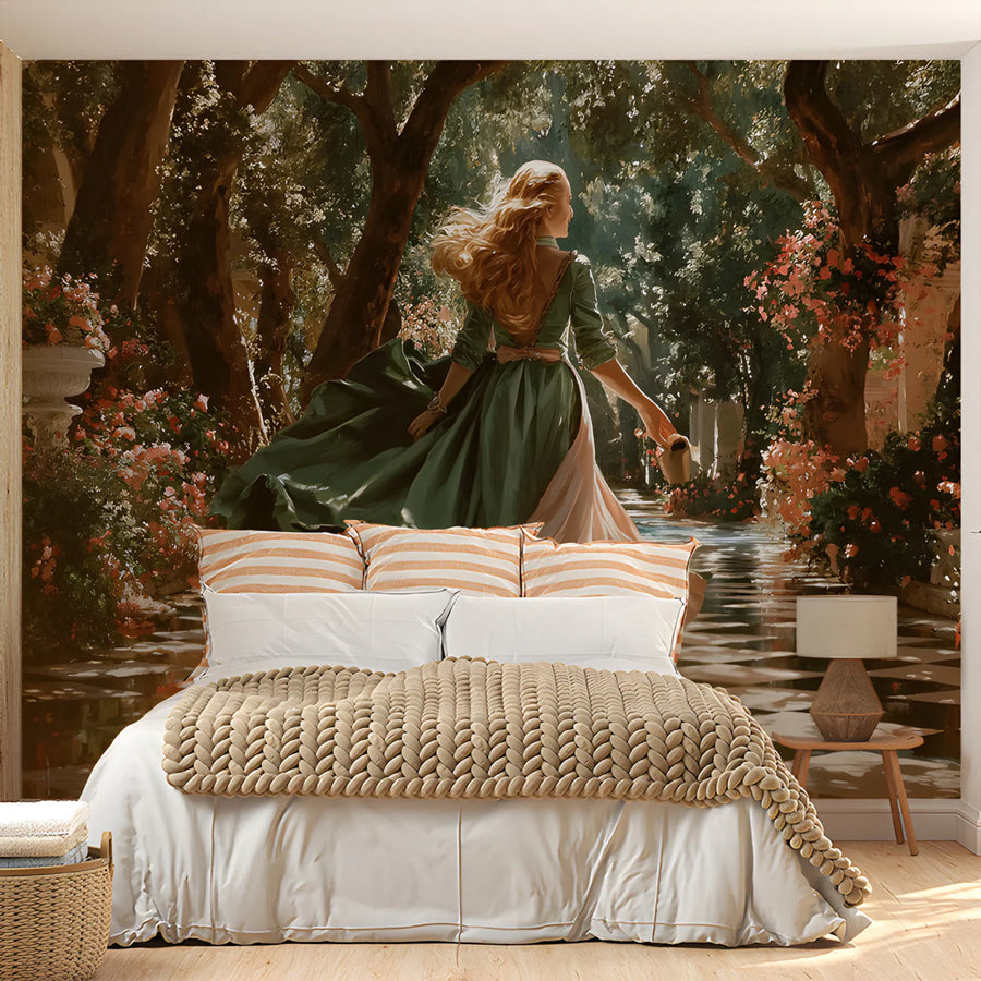 Enchanted Garden Promenade Mural Wallpaper — Romantic Renaissance Mural Wallpaper