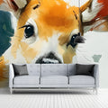 Fawn Portrait Mural Wallpaper — Soft Impressionistic Animal Art Mural Wallpaper - pure wallpaper artwork