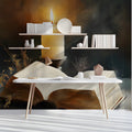 Candlelit Open Book Mural Wallpaper — Moody Dark Academia Decor Mural Wallpaper - pure wallpaper artwork