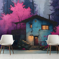 Cabin in the Woods Mural Wallpaper — Whimsical Forest Scene Mural Wallpaper - pure wallpaper artwork
