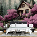 Cottage in Springtime Forest Mural Wallpaper — Impressionistic Scene Mural Wallpaper - pure wallpaper artwork