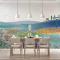 Meadow Horizon Mural Wallpaper — Artistic Painted Landscape Mural Wallpaper - pure wallpaper artwork