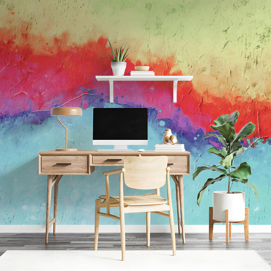 Abstract Painted Wave Mural Wallpaper — Vibrant Colorful Art Mural Wallpaper