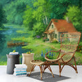 Cottage by the Lake Impressionist Landscape Mural Wallpaper - pure wallpaper artwork