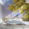 Mimosa Blossom and Garden Bird Mural Wallpaper - pure wallpaper artwork