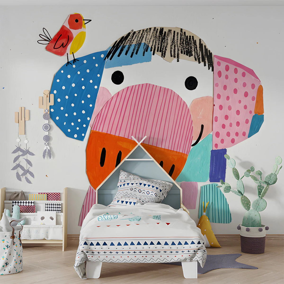 Abstract Elephant Collage Mural Wallpaper for Kids Rooms Mural Wallpaper - pure wallpaper artwork