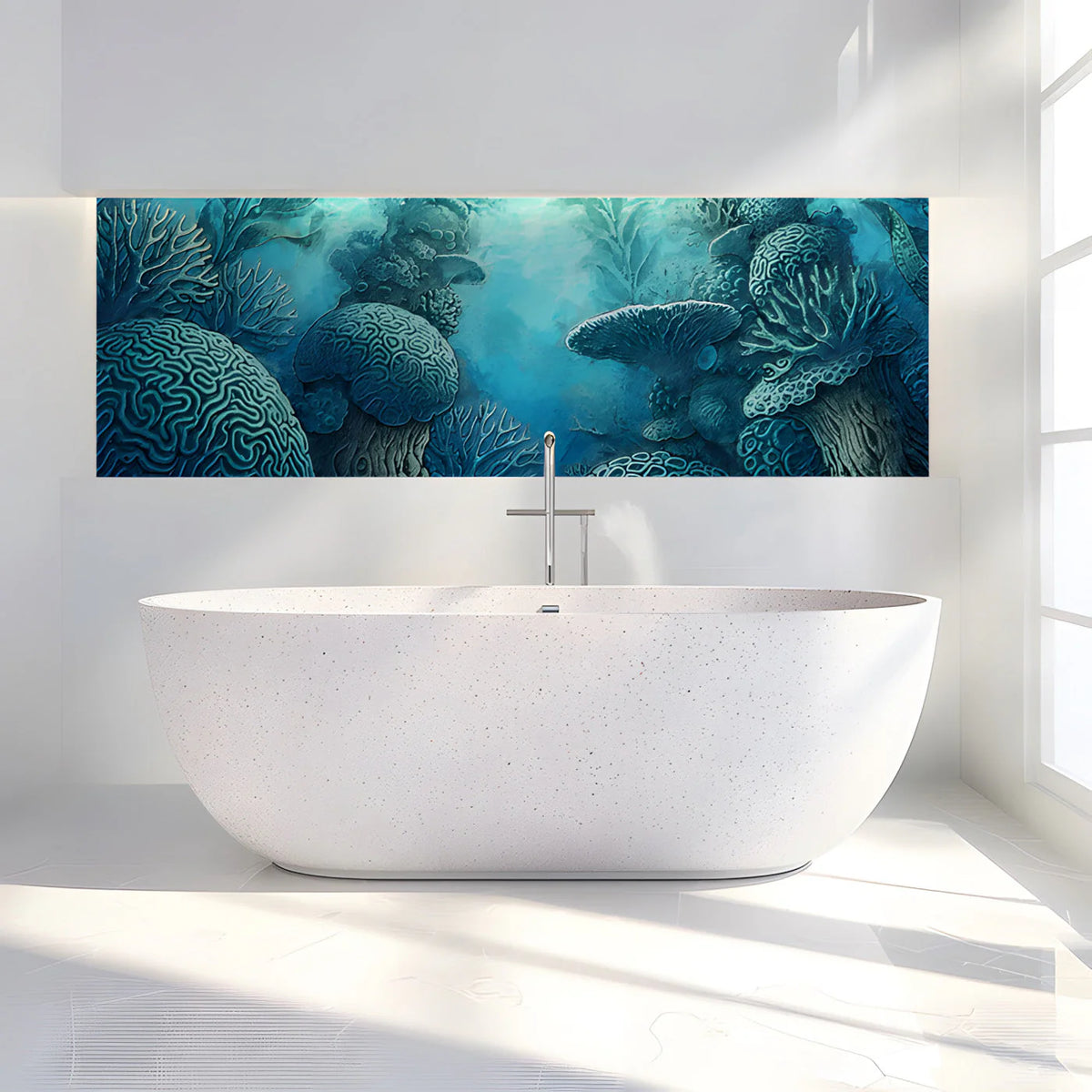 Abyssal Coral Reef Mural Wallpaper — Underwater Painterly Scene Mural Wallpaper - pure wallpaper artwork