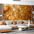 Amber Cell Geometry Mural Wallpaper — Organic Abstract Design Mural Wallpaper - pure wallpaper artwork
