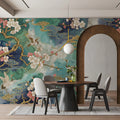Chinoiserie Crane & Blossom Removable Mural Wallpaper - pure wallpaper artwork