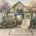 Greenhouse Garden Mural Wallpaper — Whimsical Floral Scene Mural Wallpaper - pure wallpaper artwork