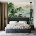 Mist-Covered Mountain Landscape Mural Wallpaper - pure wallpaper artwork