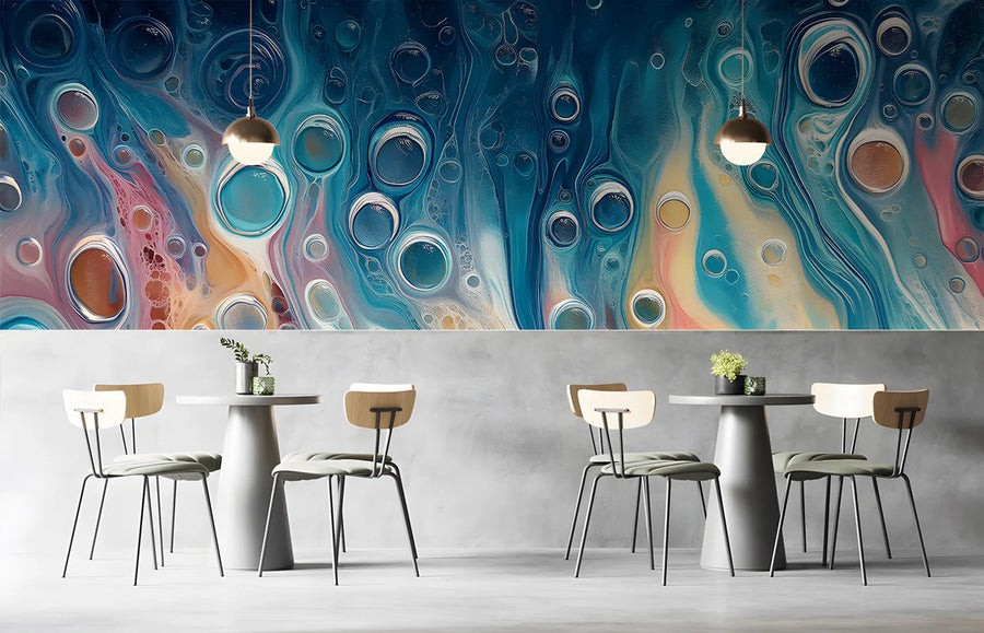 Abyssal Fluid Art Mural Wallpaper — Deep Ocean Abstract Mural Mural Wallpaper