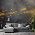 Gilded Smoke Abstract Mural Wallpaper — Moody Statement Art Mural Wallpaper - pure wallpaper artwork