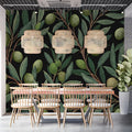 Olive Branch Botanical Mural Wallpaper — Dark Arts and Crafts Style Mural Wallpaper - pure wallpaper artwork