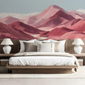 Rose Quartz Desert Mountain Mural Wallpaper — Artistic Landscape Mural Wallpaper - pure wallpaper artwork