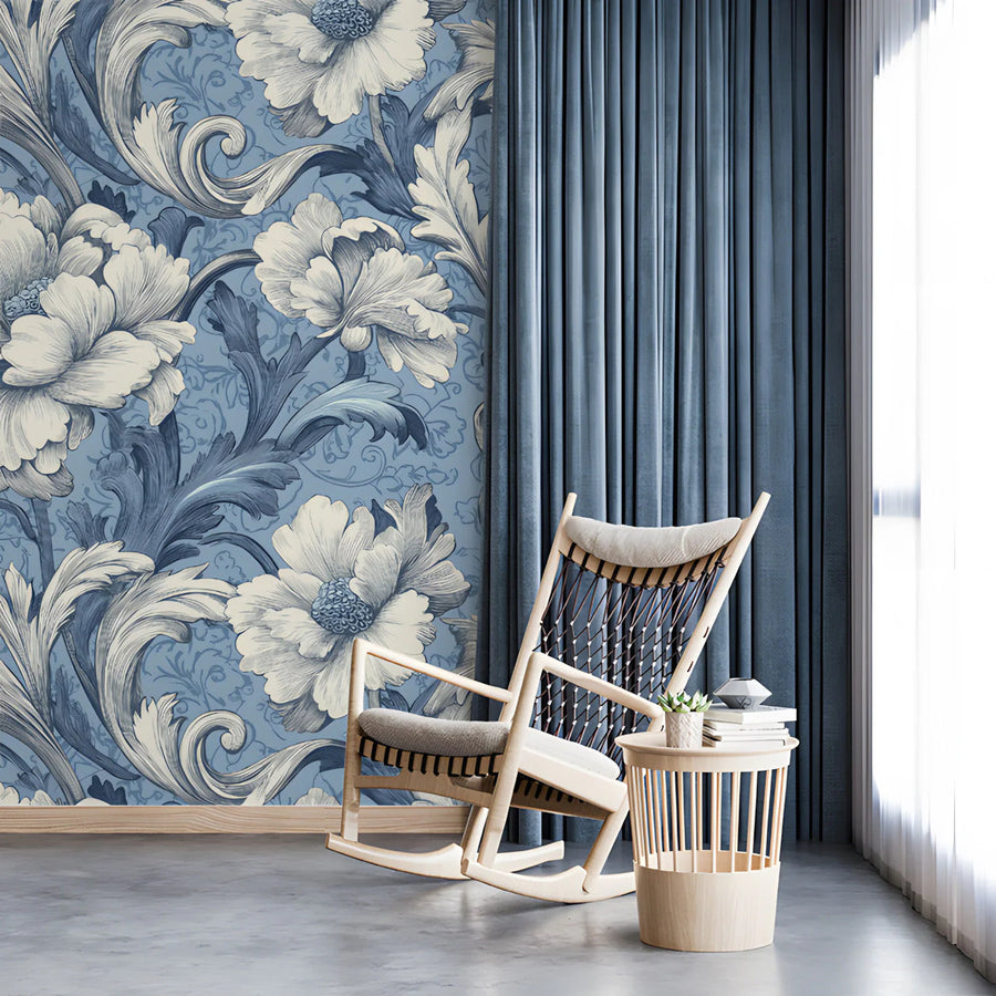 Baroque Peony Mural Wallpaper — Classic Floral Wall Art Mural Wallpaper