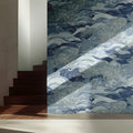 Chrysanthemum Wave Mural Wallpaper in Indigo Blue Mural Wallpaper - pure wallpaper artwork