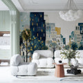 Urban Landscape Mural Wallpaper — Painterly City Scene Mural Wallpaper - pure wallpaper artwork