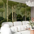 Birch Forest Mural Wallpaper — Illustrative Nature Scene Mural Wallpaper - pure wallpaper artwork