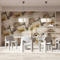 Chrysanthemum Bloom Mural Wallpaper — Earthy Floral Design Mural Wallpaper - pure wallpaper artwork