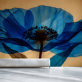 Ethereal Blue Poppy Macro Mural Wallpaper — Modern Botanical Art Mural Wallpaper - pure wallpaper artwork