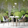 Stylized Birch Forest Mural Wallpaper in Chartreuse and Charcoal Mural Wallpaper - pure wallpaper artwork