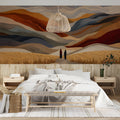Abstract Mountain Horizon Mural Wallpaper with Textured Earth Tones Mural Wallpaper - pure wallpaper artwork