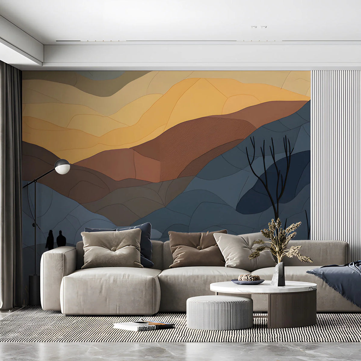 Stained Glass Mountain Landscape Mural Wallpaper - pure wallpaper artwork