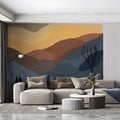 Stained Glass Mountain Landscape Mural Wallpaper - pure wallpaper artwork