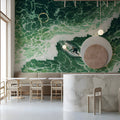 Emerald Ocean Surfer Mural Wallpaper — Artistic Marine Scene Mural Wallpaper - pure wallpaper artwork