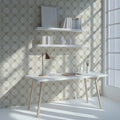 Minimalist Geometric Ogee Mural Wallpaper in Soft Beige and Cream Mural Wallpaper - pure wallpaper artwork