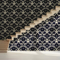 Midnight Navy Damask Floral Mural Wallpaper - pure wallpaper artwork