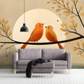 Sunlit Songbirds Mural Wallpaper — Whimsical Nature Design Mural Wallpaper - pure wallpaper artwork
