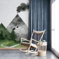 Minimalist Watercolor Mountain and Forest Mural Wallpaper - pure wallpaper artwork