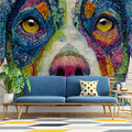 Psychedelic Dog Portrait Mural Wallpaper — Vibrant Animal Art Mural Wallpaper - pure wallpaper artwork