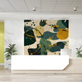 Mid-Century Abstract Mural Wallpaper with Ochre and Teal Accents Mural Wallpaper - pure wallpaper artwork