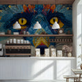 Vibrant Fox Portrait Mural Wallpaper with Intricate Feather Detail Mural Wallpaper - pure wallpaper artwork