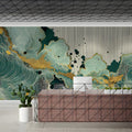 Abstract Topographic Mural Wallpaper with Gold Leaf Accents Mural Wallpaper - pure wallpaper artwork