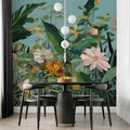 Botanical Garden Mural Wallpaper — Lush Floral Art Scene Mural Wallpaper - pure wallpaper artwork