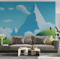 Alpine Journey Landscape Mural Wallpaper — Whimsical Mountain View Mural Wallpaper - pure wallpaper artwork