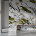 Abstract Willow Branch Mural Wallpaper in Ochre and Black Mural Wallpaper - pure wallpaper artwork
