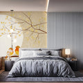 Sunlit Songbirds Mural Wallpaper with Soft Winter Snowfall Mural Wallpaper - pure wallpaper artwork